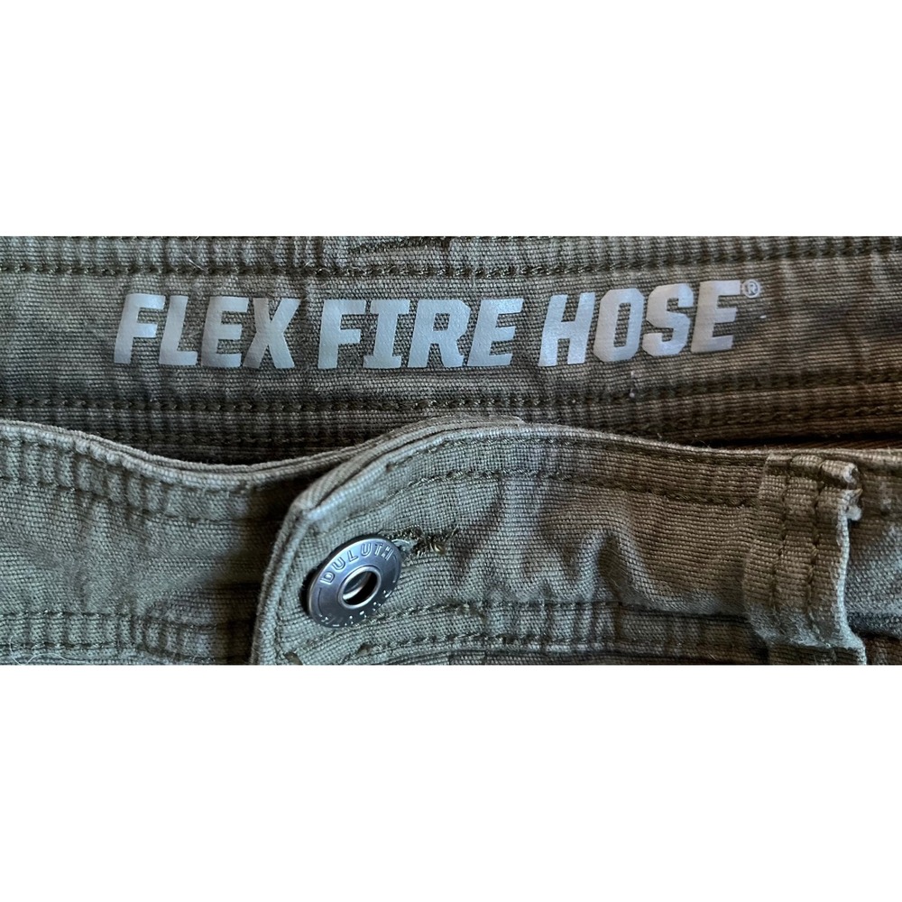 Duluth Trading Co Flex Fire Hose Relaxed Fit Pants Mens 36x34 Olive Green Work - Picture 3 of 13